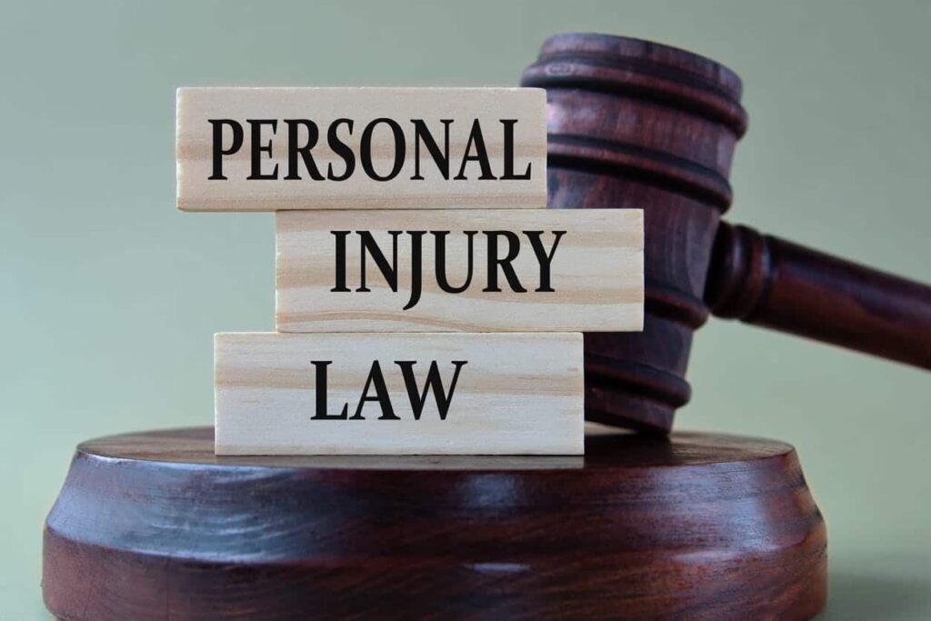 A gavel with blocks that say personal injury law
