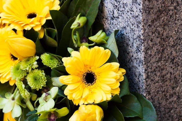Fresh flowers at a grave site