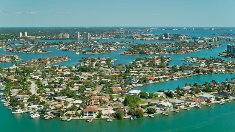 A view of Pinellas country Florida from the air