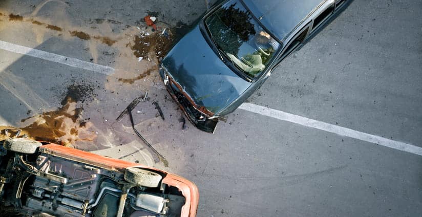 A car accident scene from above in Florida