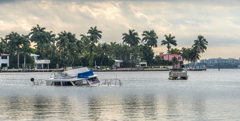 A boat sunk after an accident