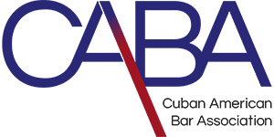 Logo Of The Cuban American Bar Association (Caba) Featuring Blue And Red Text.